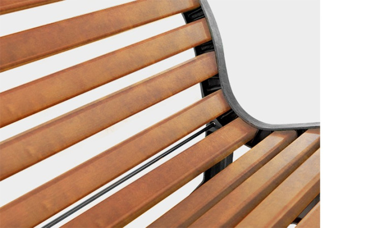 BANC CISSE Banc dix lattes en bois exotique Piètement en fonte ductile avec une couche primaire époxy longueur 1995 mm