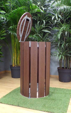 CORBEILLE OUVERTURE FRONTALE PLASTIQUE RECYCLE MARRON