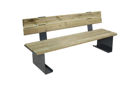 BANC PUBLIC MODERNE LUCAS EN ACIER BOIS POUR ESPACE URBAIN EXTERIEUR