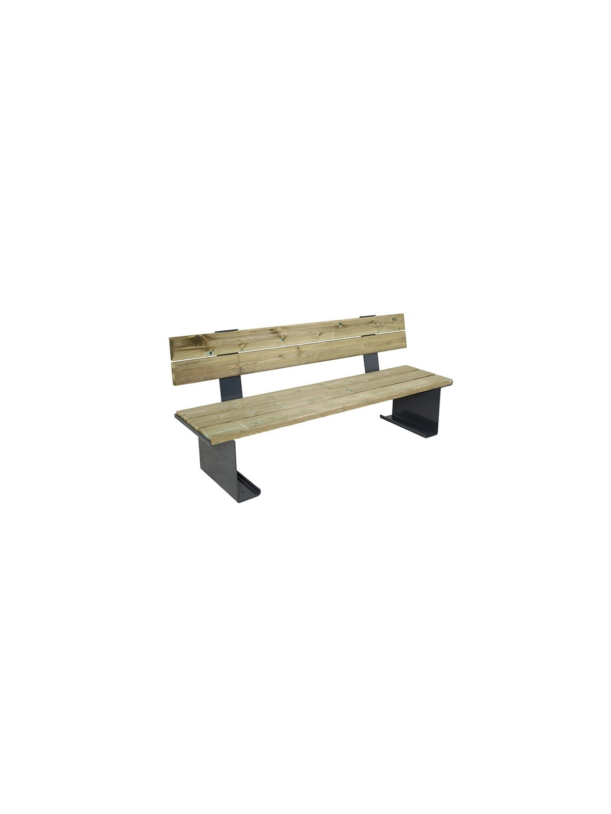 BANC PUBLIC MODERNE LUCAS EN ACIER BOIS POUR ESPACE URBAIN EXTERIEUR