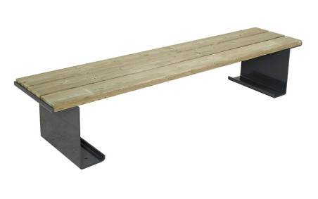 BANQUETTE LUCAS pin traité autoclave classe 4 pieds acier galva laqué gris RAL 7016