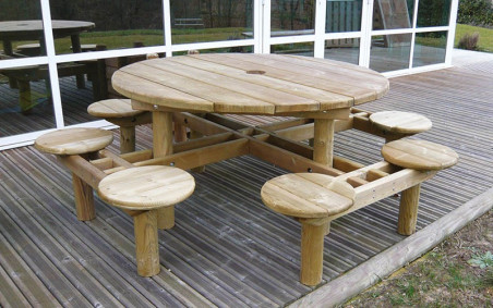 TABLE PIQUE NIQUE RONDE BOIS BANON 8 PLACES
TABLE EXTÉRIEURE DE PIQUE NIQUE POUR COLLECTIVITÉ OU PROFESSIONNEL