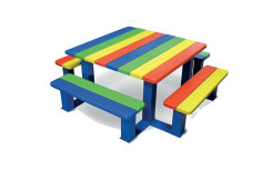 TABLE DE PIQUE NIQUE EXTÉRIEUR CAMILLE MOBILIER URBAIN MATERNELLE MULTICOLORE