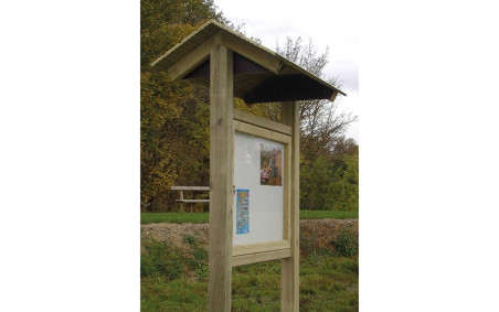 PANNEAU AFFICHAGE BOIS 1300 x 1300 mm AVEC VITRINE