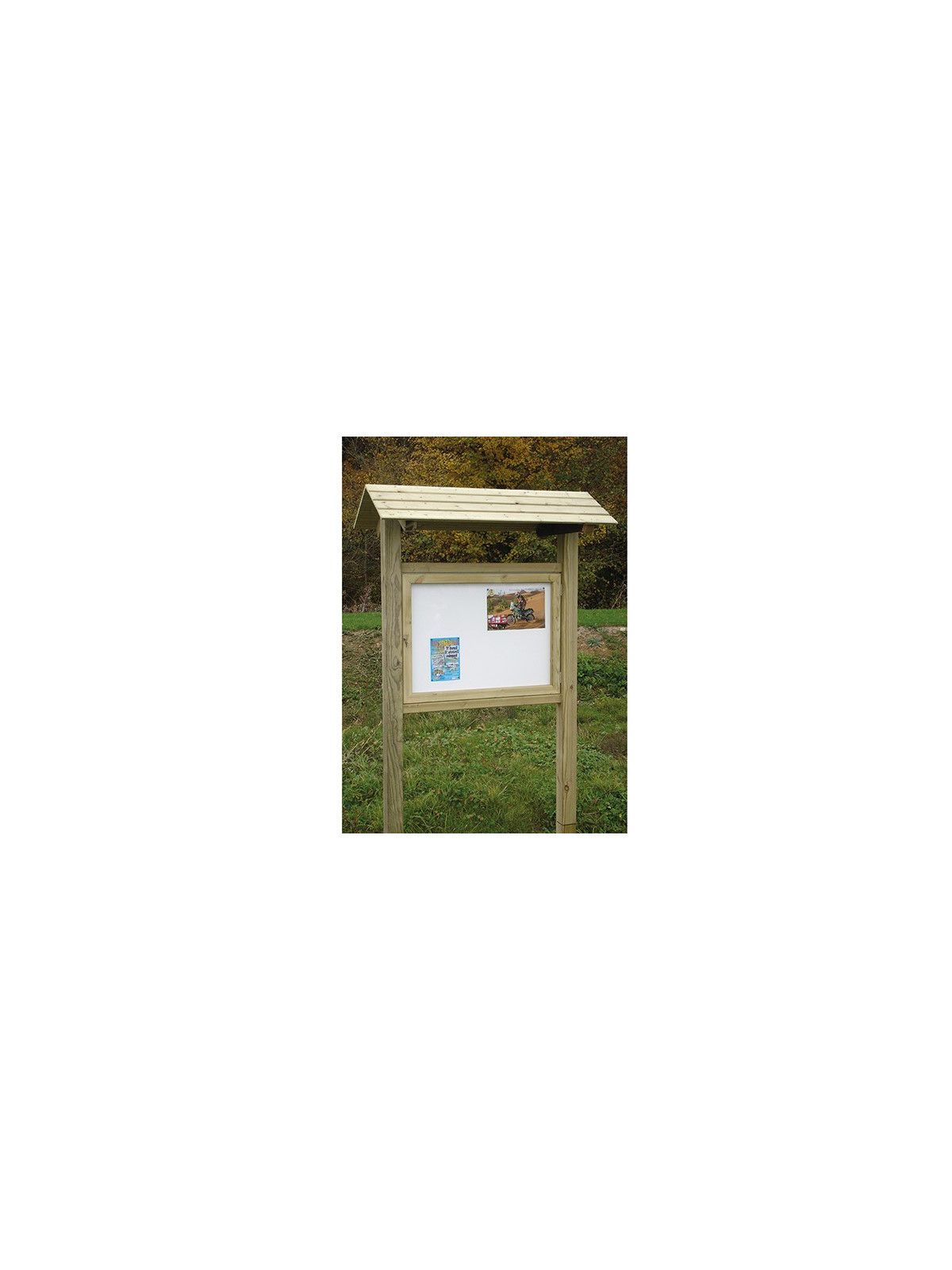 PANNEAU AFFICHAGE BOIS 960 x 960 mm AVEC VITRINE
