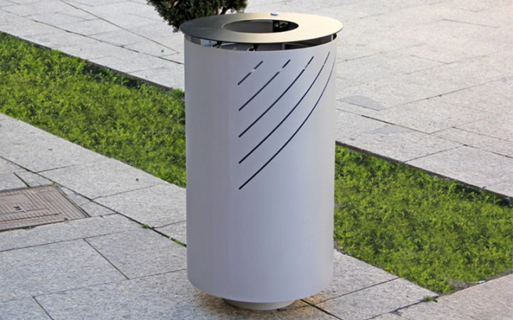 Poubelle metallique LIMOSA acier zingué espace extérieur collectivité