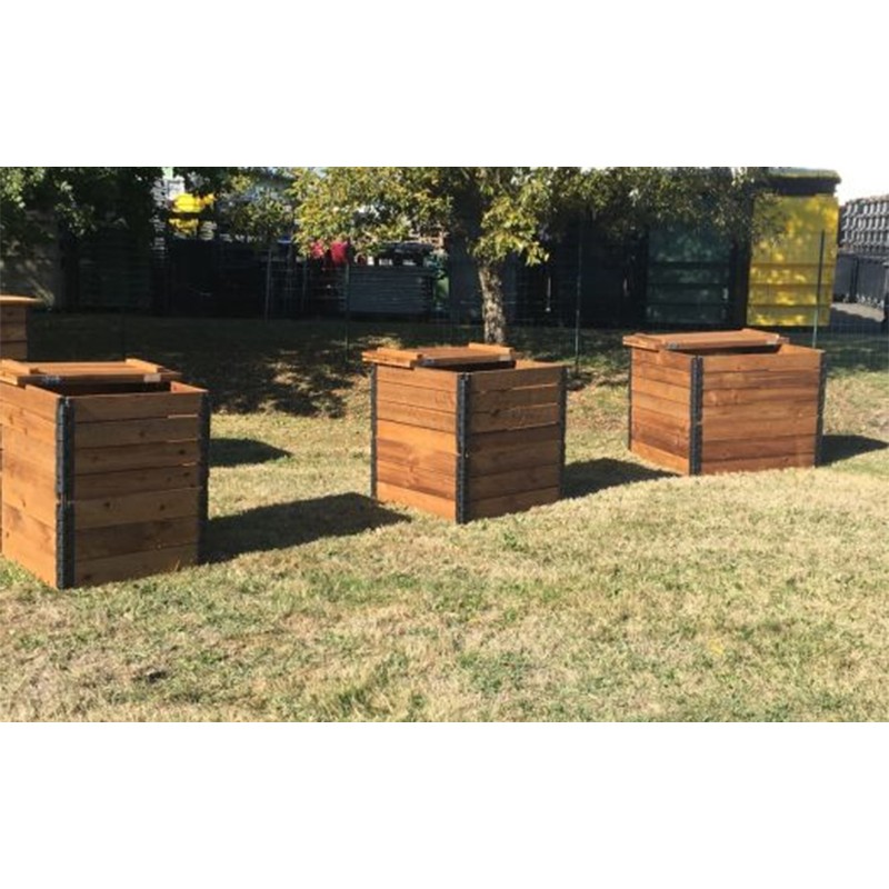 Composteur extérieur carré en bois EPICEA certifié PEFC tri des déchet