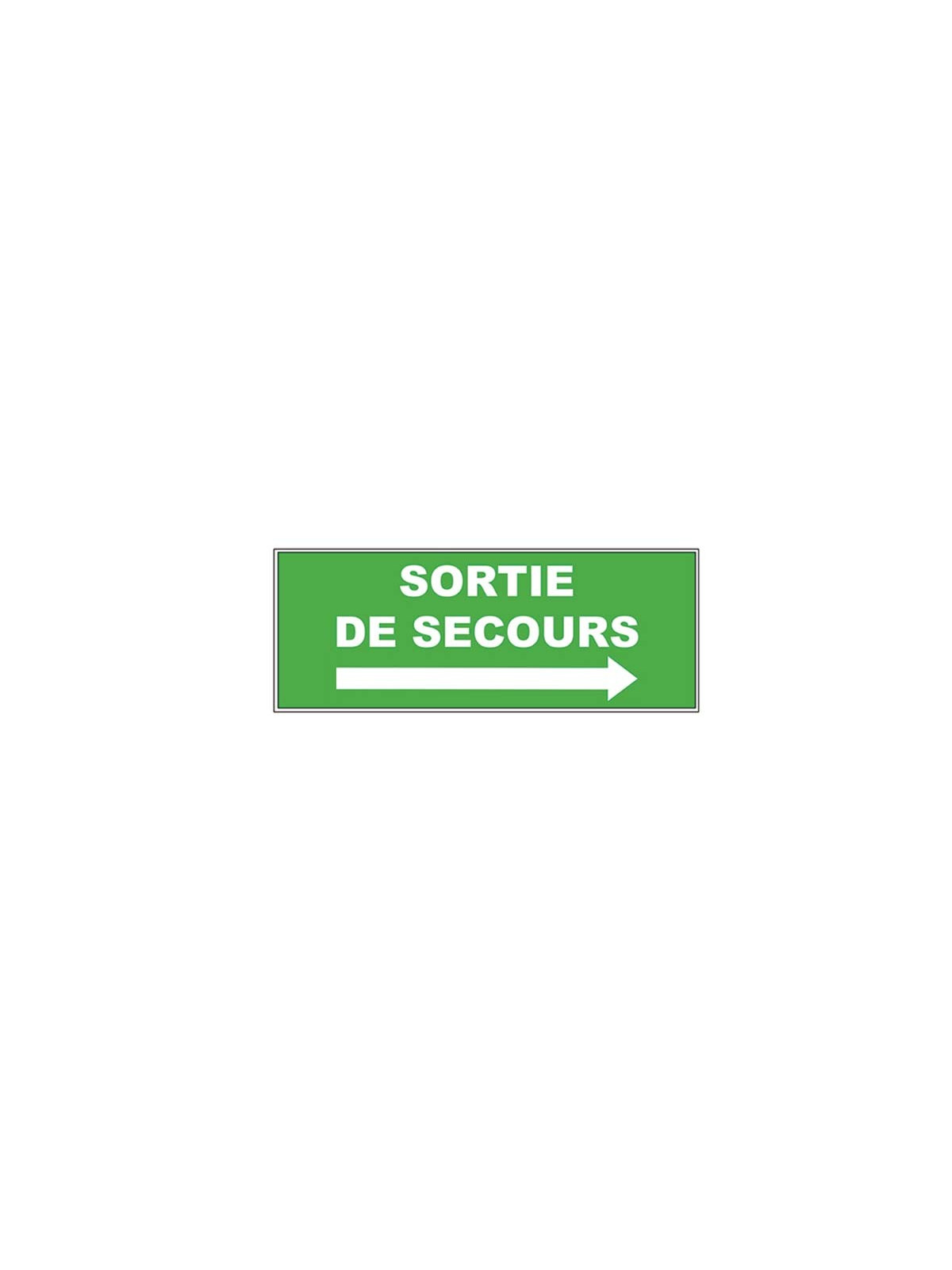 PANNEAU RECTANGULAIRE PVC ADHESIF - sortie de secours - flèche à droite
