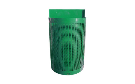 CORBEILLE 1/2 RONDE JARDIN Structure tôle perforée oblongs anti-coincement