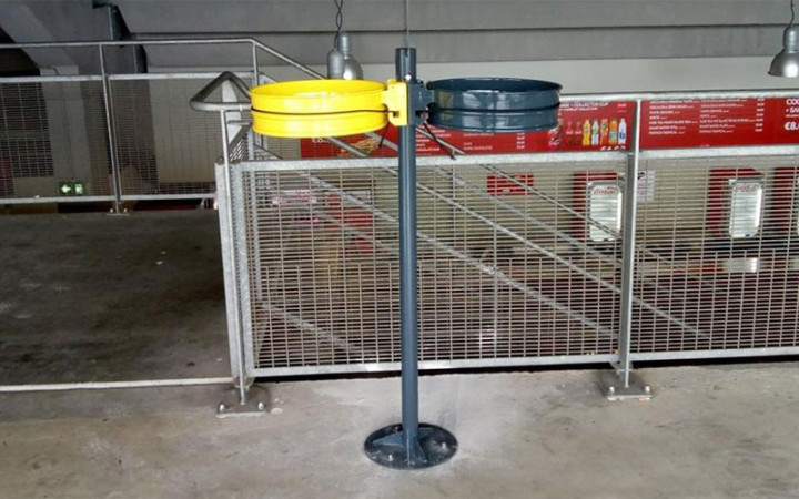 SUPPORT SAC SUR PLATINE DOUBLE FLUX GRIS RAL 7016 + JAUNE RAL 1018