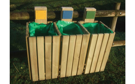 3 CORBEILLES MARIN TRI SÉLECTIF ESPACE URBAIN
POUBELLE BOIS EXTERIEUR DE TRI POUR COLLECTIVITÉ