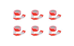 RUBAN DE BALISAGE BLANCHE/ROUGE - 2 FACES - LOT DE 6