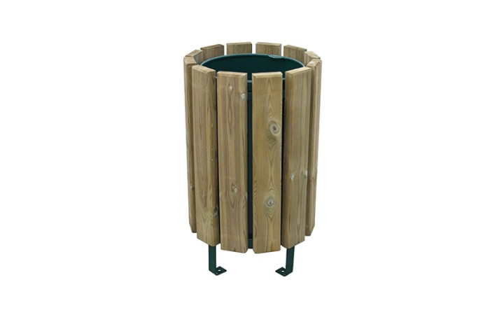 CORBEILLE EN BOIS MARINE 
POUBELLE ACIER BOIS POUR COLLECTIVITÉ