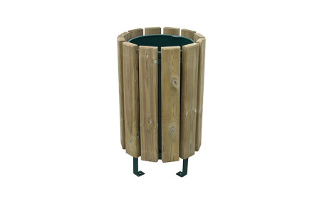 CORBEILLE EN BOIS MARINE 
POUBELLE ACIER BOIS POUR COLLECTIVITÉ