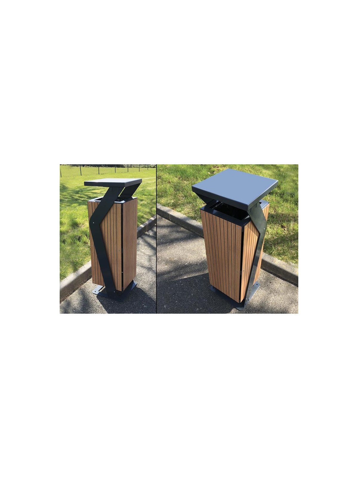 CORBEILLE LISERON ACIER ET BOIS COMPACT
POUBELLE EXTÉRIEURE DESIGN MODERNE POUR RESTAURANT OU ESPACE URBAIN