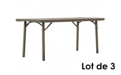 LOT DE 3 TABLES RECTANGULAIRES POLYETHYLENE GRIS 1830 X 760 MM