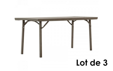 LOT DE 3 TABLES RECTANGULAIRES POLYETHYLENE GRIS 1830 X 760 MM