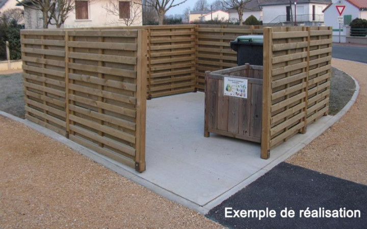 CACHE CONTENEUR SIMPLE BOIS
PANNEAU EN PIN POUR ESPACE EXTERIEUR STOCKAGE DE DECHETS