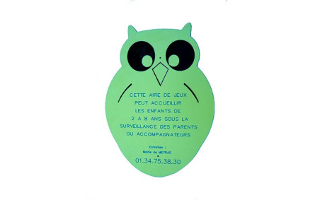 PANNEAU AIRE DE JEU ANIMAL HIBOU en HDPE gravé 10 mm