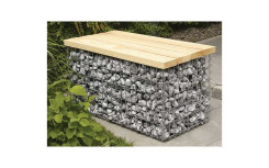 BANC GABION AVEC 4 LAMES BOIS
