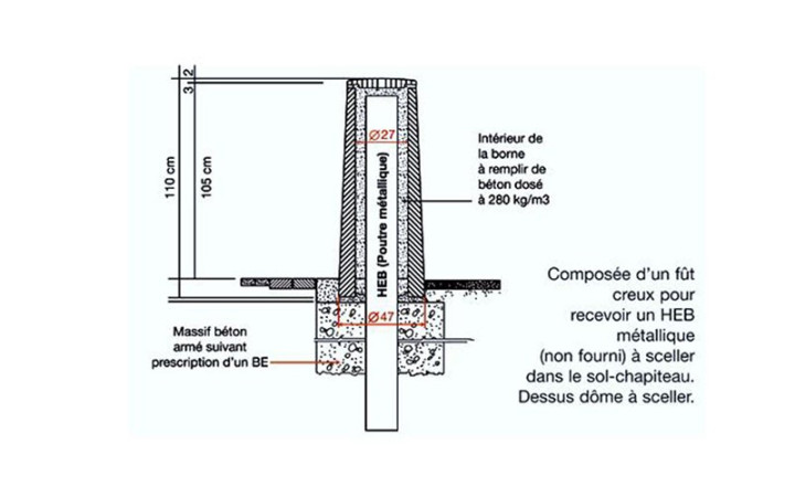 BORNE ANTI-EFFRACTION En béton fabriquée en France
