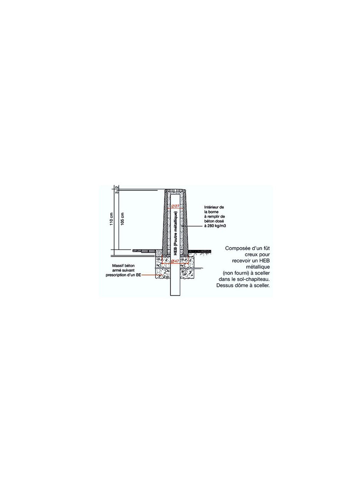 BORNE ANTI-EFFRACTION En béton fabriquée en France