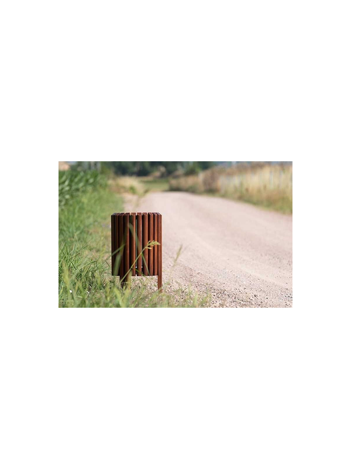 Corbeille exterieur MARIE latte bois exotique, poubelle espace urbain