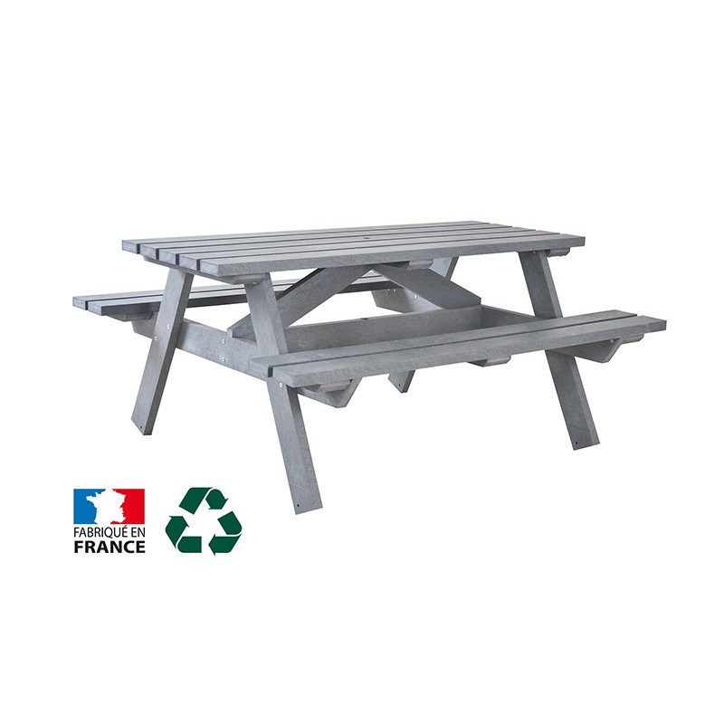 TABLE DE PIQUE NIQUE PLASTIQUE RECYCLE 1800 mm GRIS